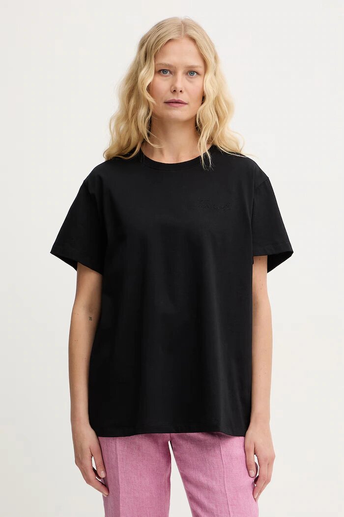 Twinset basic тениска женска памучна черна 261TT2450