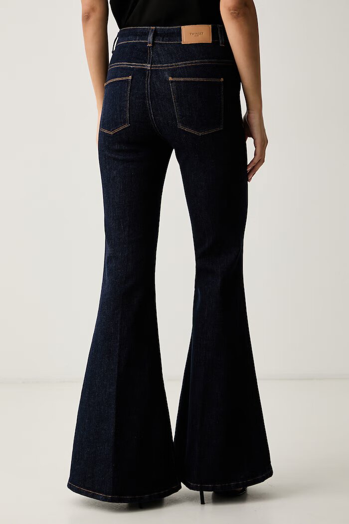 Twinset дънки flare дамски тъмносини 262TP2900
