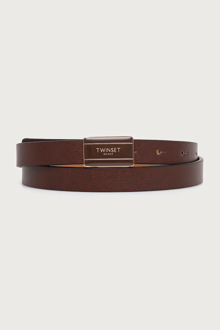 Twinset колан дамски от имитация на кожа кафяв 262TO5270