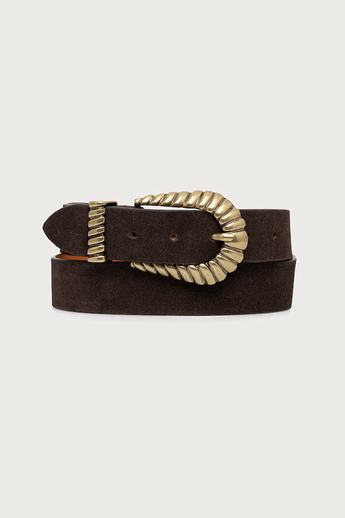 Twinset колан дамски от велур кафяв 262TO5291