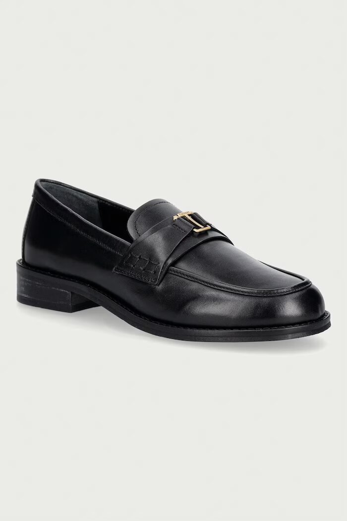 Twinset лоуфъри дамски от кожа черни 262TCP020