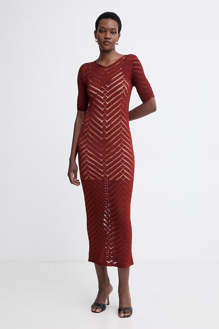 Twinset лятна рокля с вискоза кафява 261TT3100