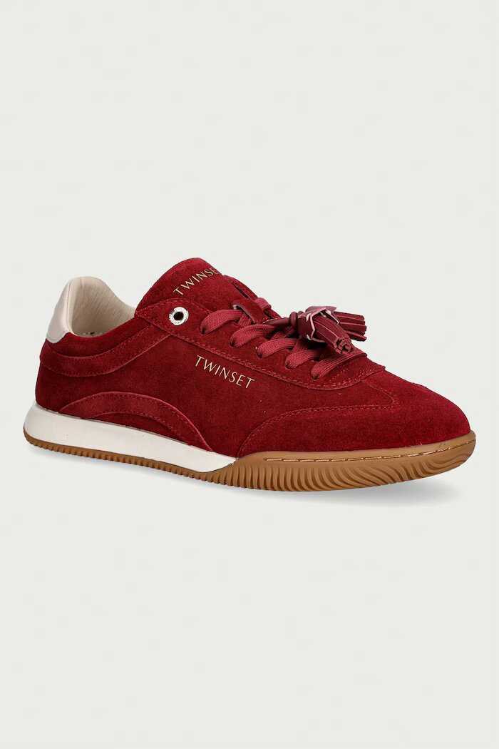 Twinset маратонки дамски от велур червени 262TCP090