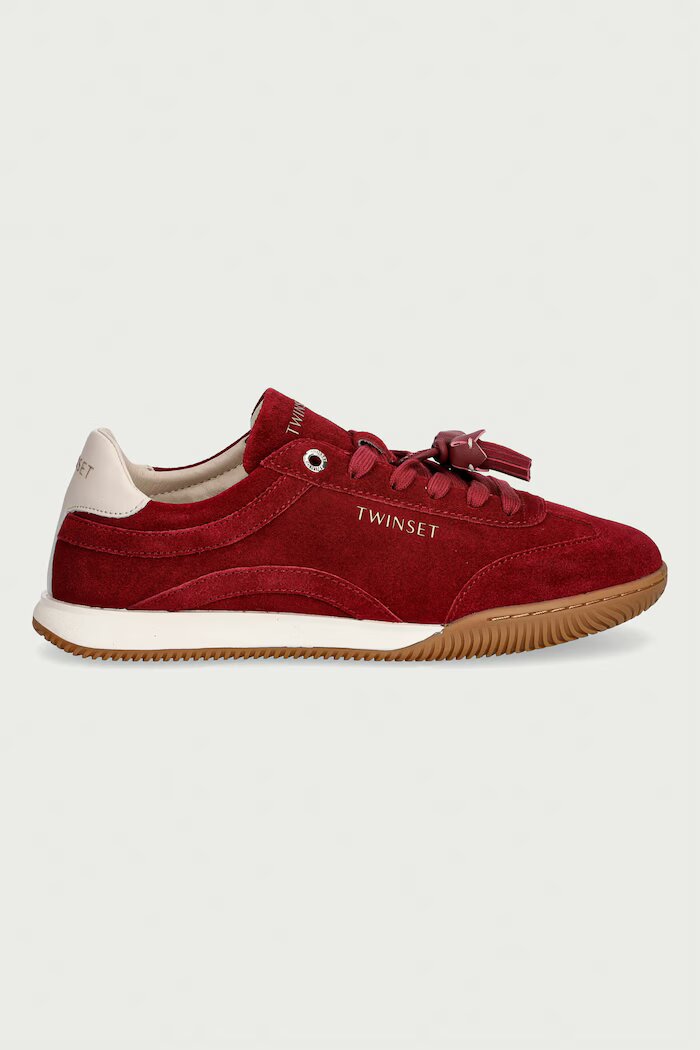 Twinset маратонки дамски от велур червени 262TCP090