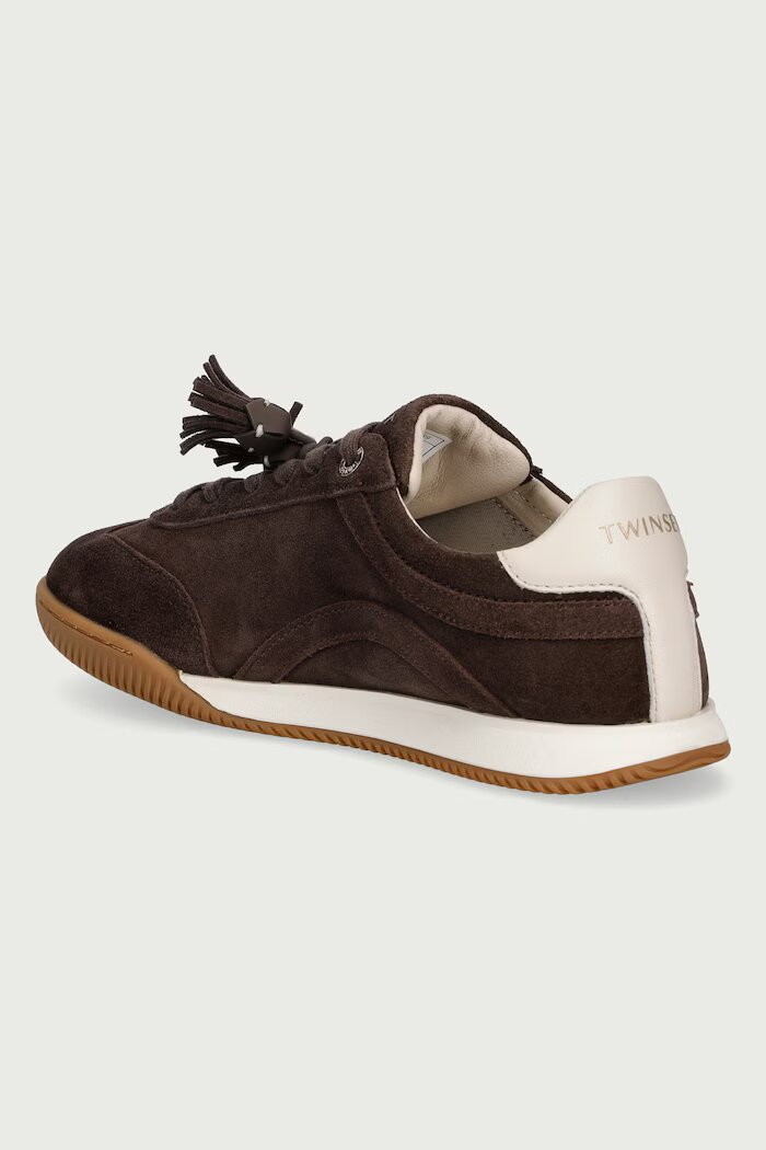 Twinset маратонки дамски от велур кафяви 262TCP090