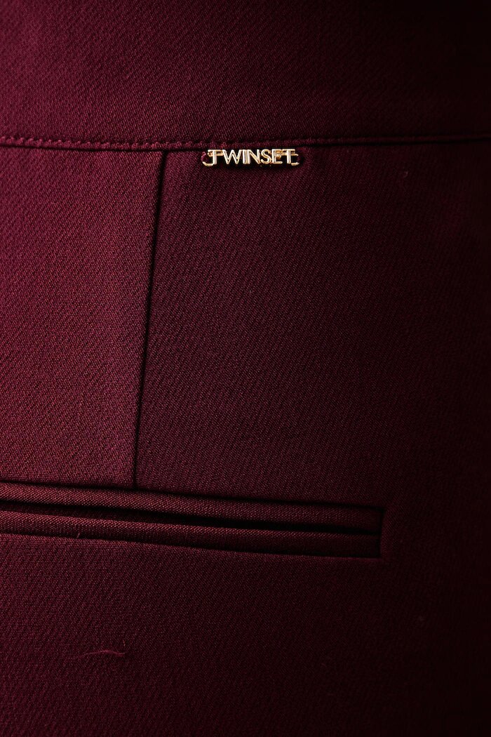 Twinset панталон дамски с вискоза бордо с висока талия 262TT2421