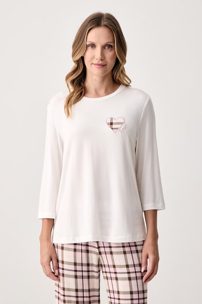 Twinset пижама от две части дамска с модал бяла 262LI2PAA
