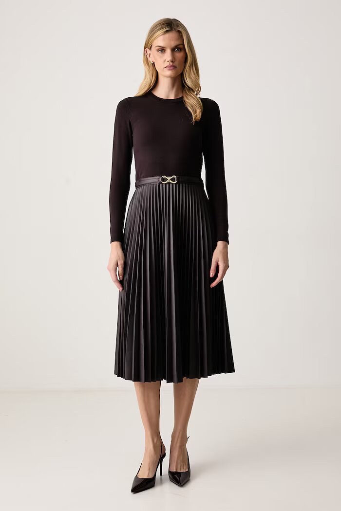 Twinset плисирана рокля кафява 262TT3430