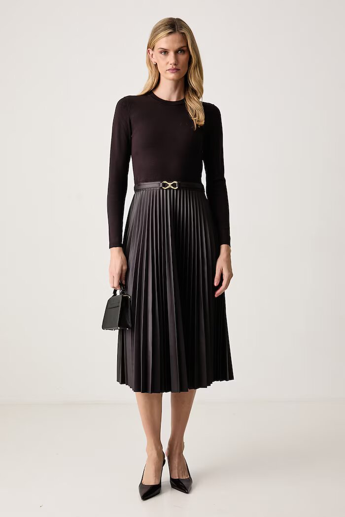 Twinset плисирана рокля кафява 262TT3430