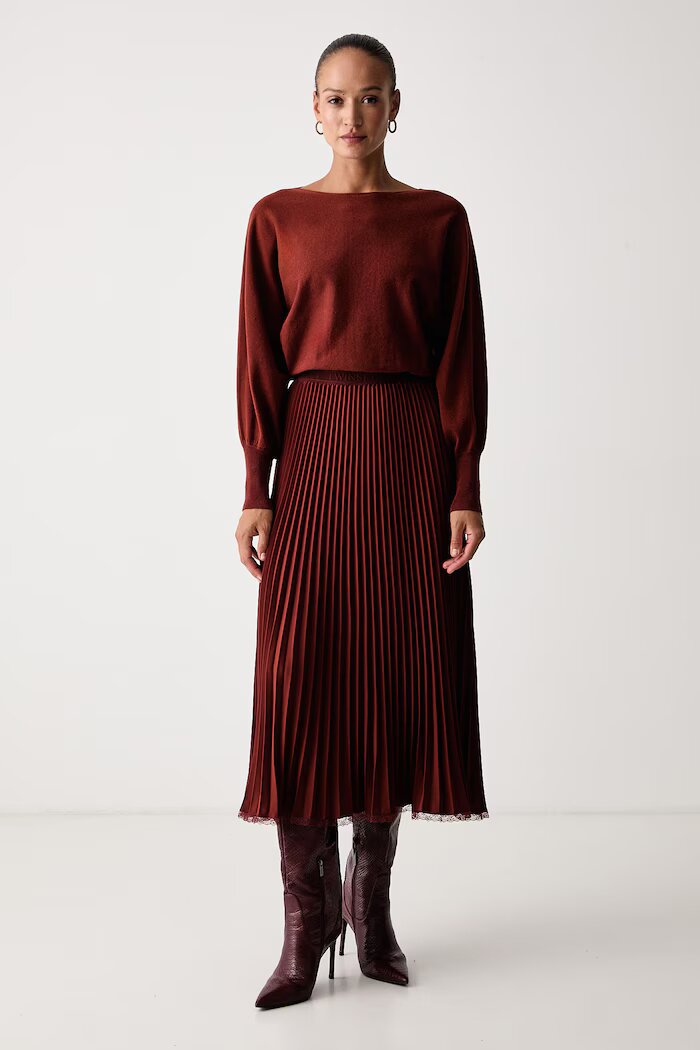 Twinset рокля бордо с изчистена шарка 262TP3250