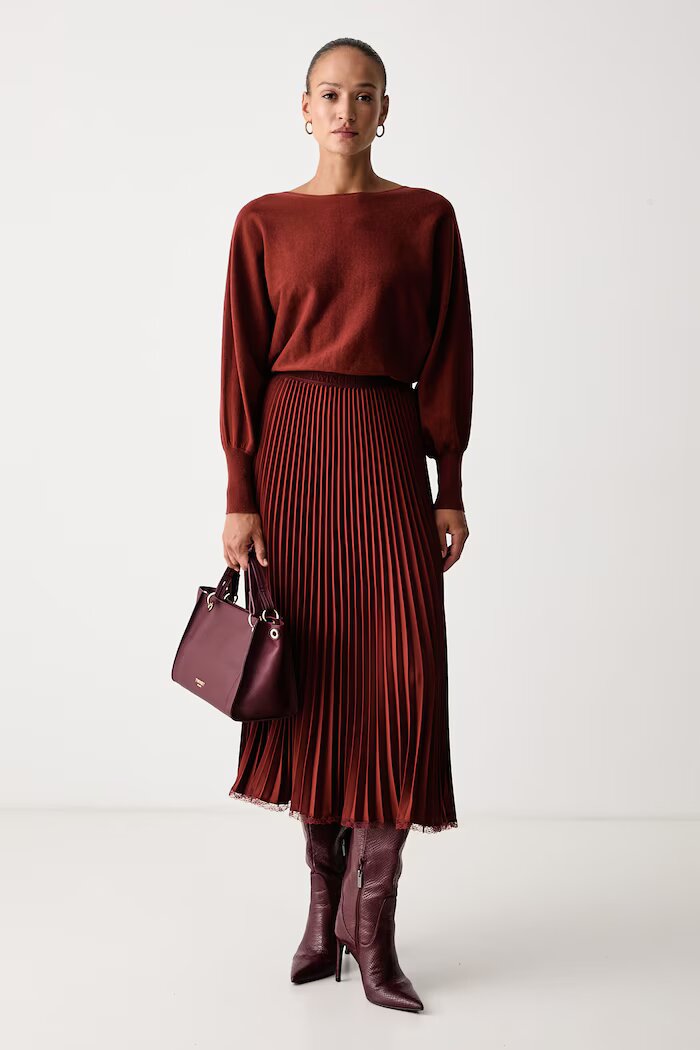 Twinset рокля бордо с изчистена шарка 262TP3250