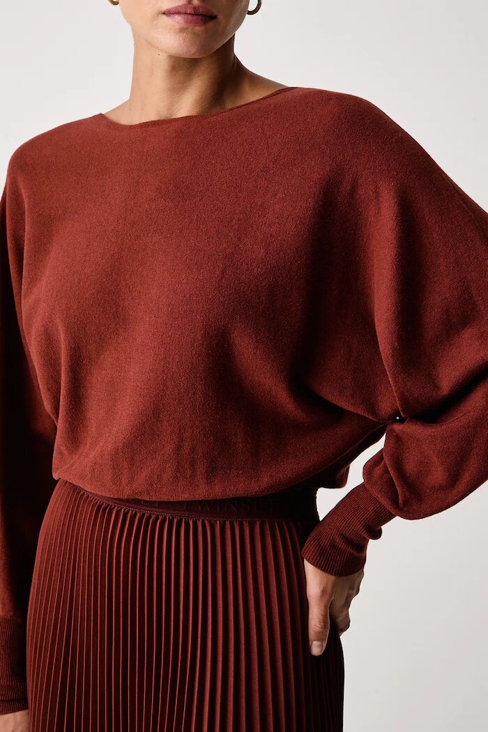 Twinset рокля бордо с изчистена шарка 262TP3250