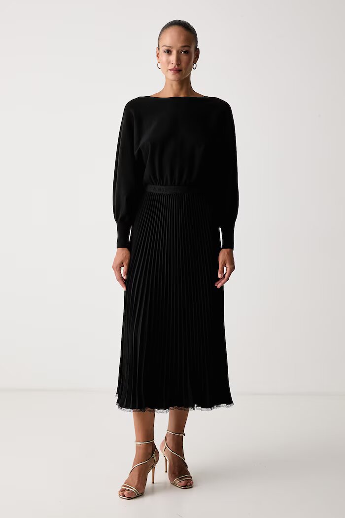 Twinset рокля черна с изчистена шарка 262TP3250