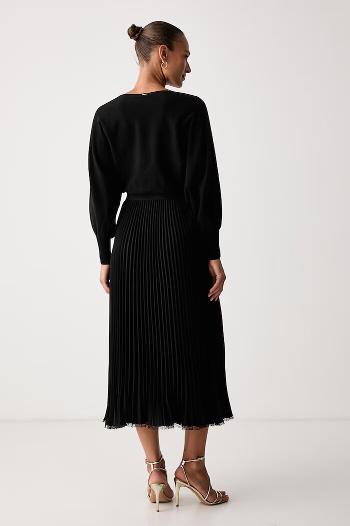 Twinset рокля черна с изчистена шарка 262TP3250