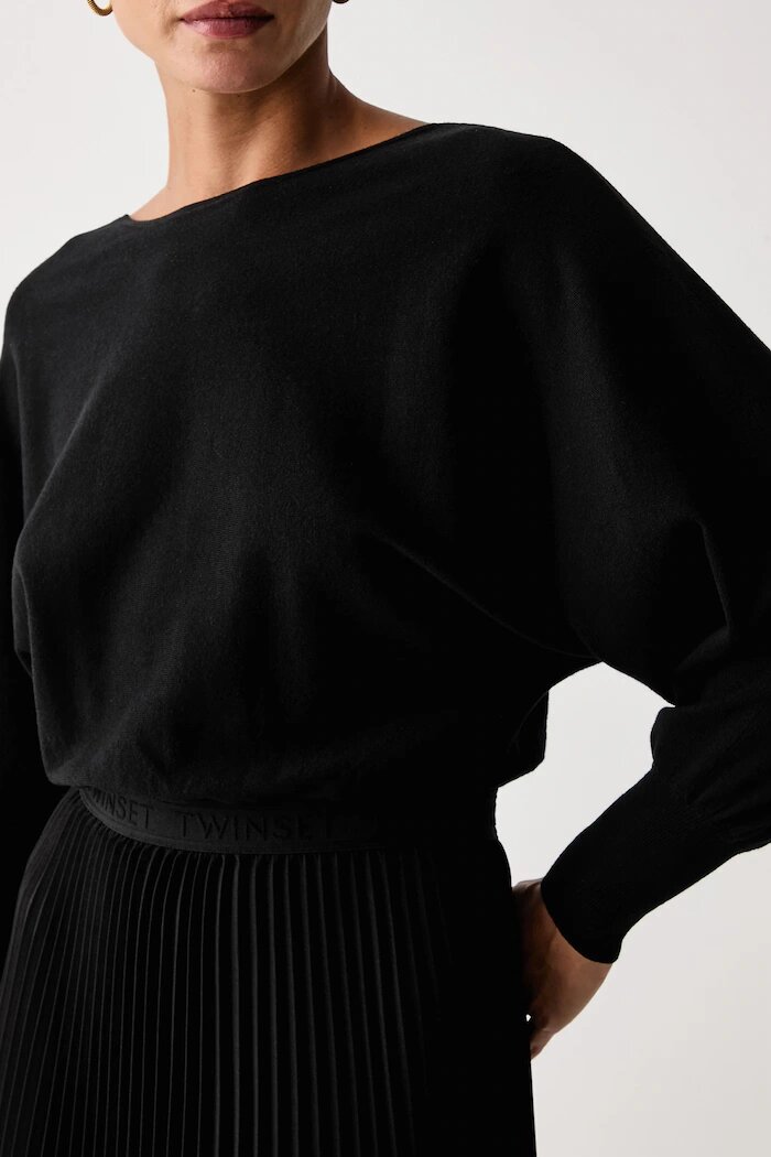 Twinset рокля черна с изчистена шарка 262TP3250