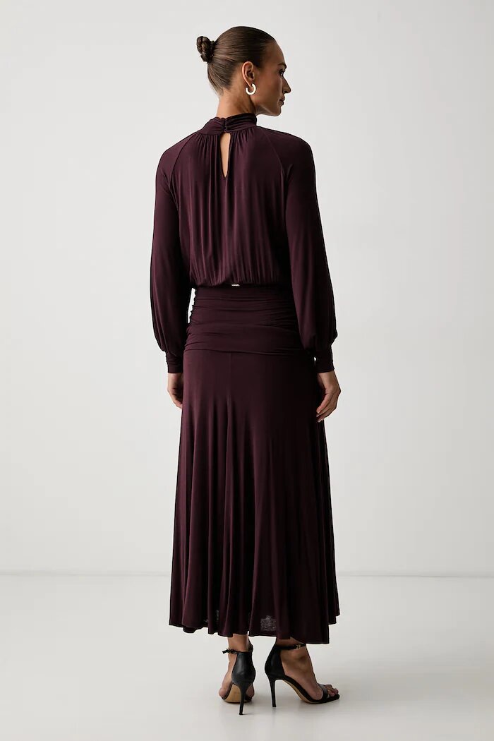 Twinset рокля драпирана с вискоза бордо 262TF2061