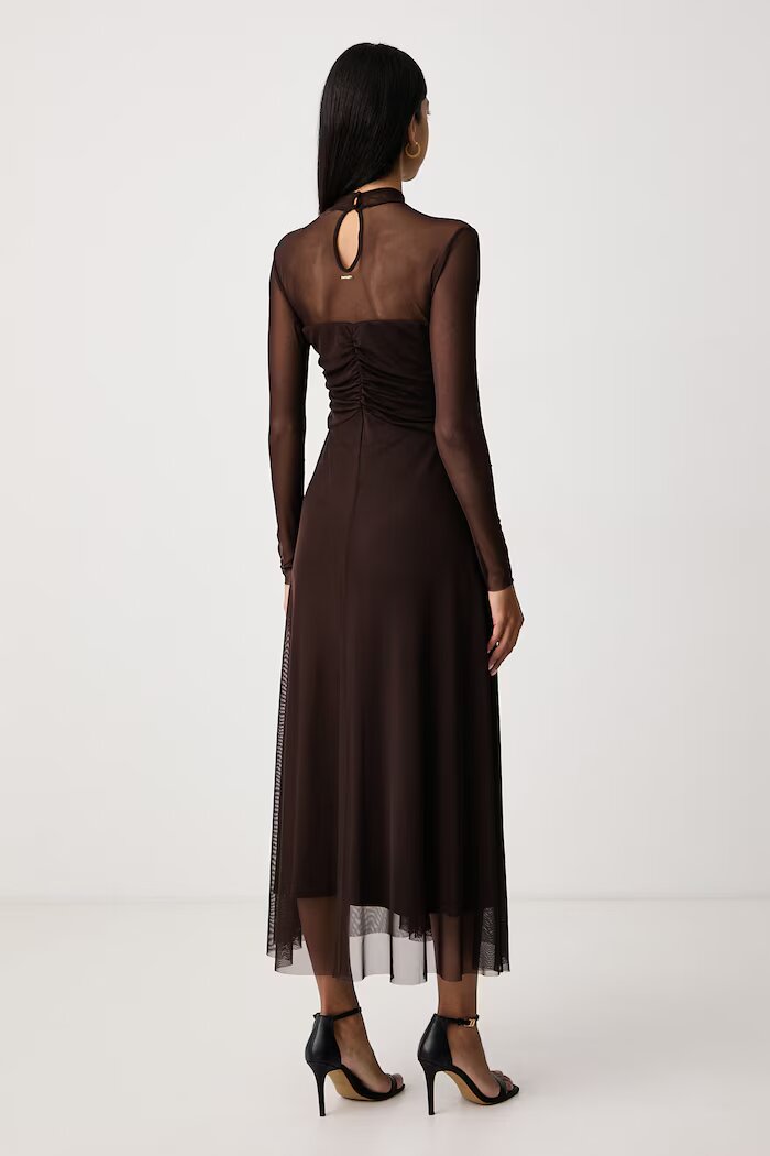 Twinset рокля кафява с изчистена шарка 262TF2030