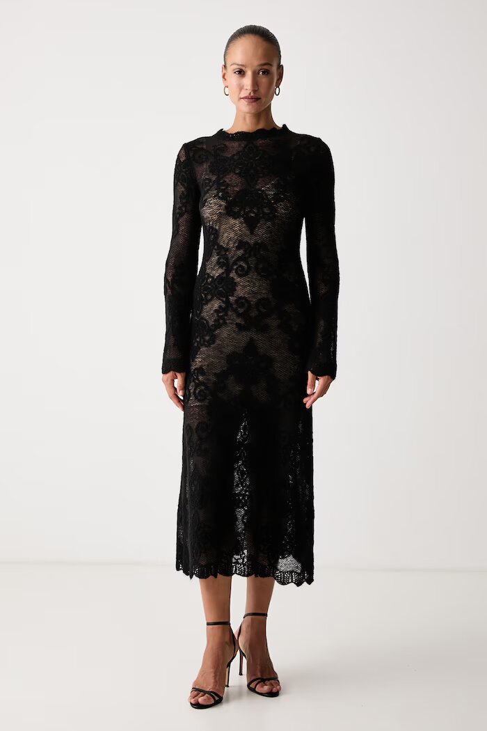Twinset рокля с добавена вълна черна 262TP3344