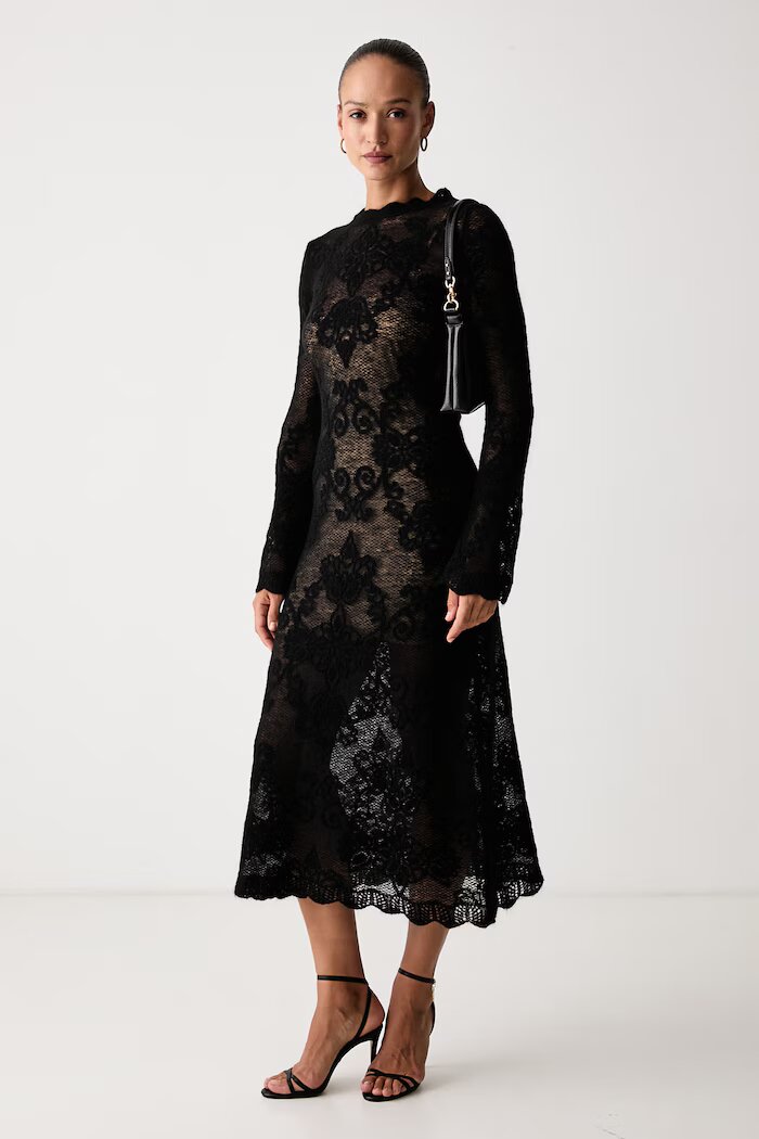 Twinset рокля с добавена вълна черна 262TP3344