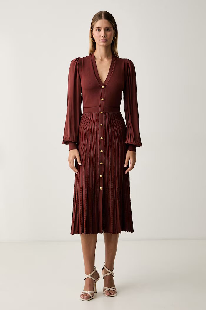 Twinset рокля тип пуловер кафява 262TP3082