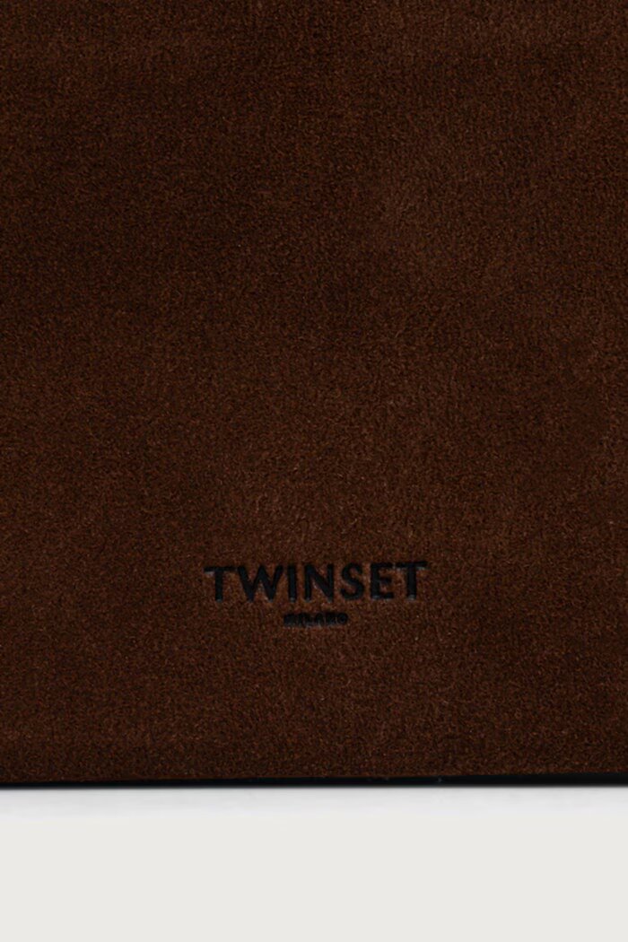 Twinset шопинг чанта дамска от кожа кафява 262TD8230