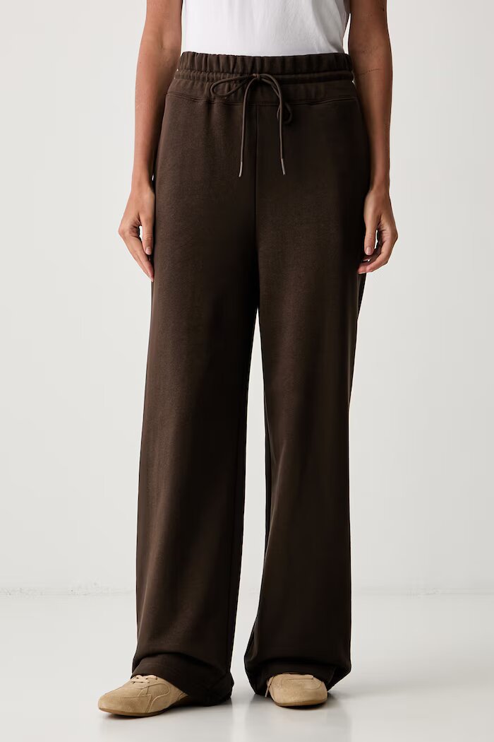 Twinset спортен панталон дамски от памук кафяв с висока талия 262TP272C