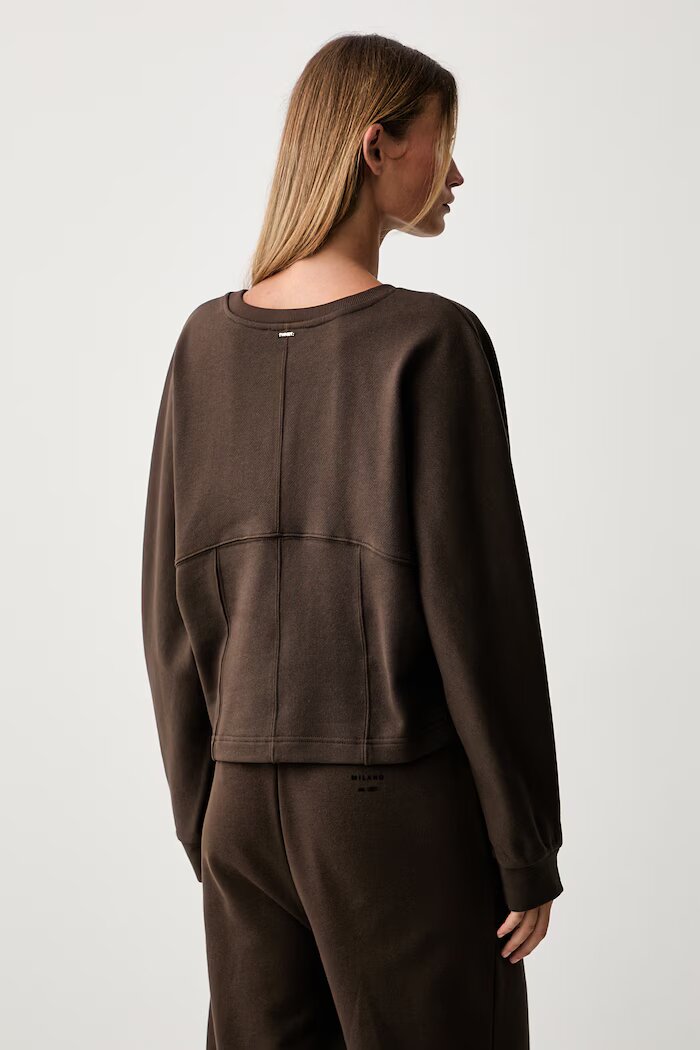 Twinset суичър дамски от памук кафяв 262TP272A