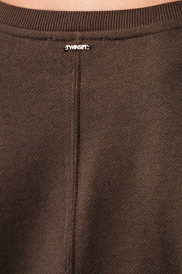 Twinset суичър дамски от памук кафяв 262TP272A