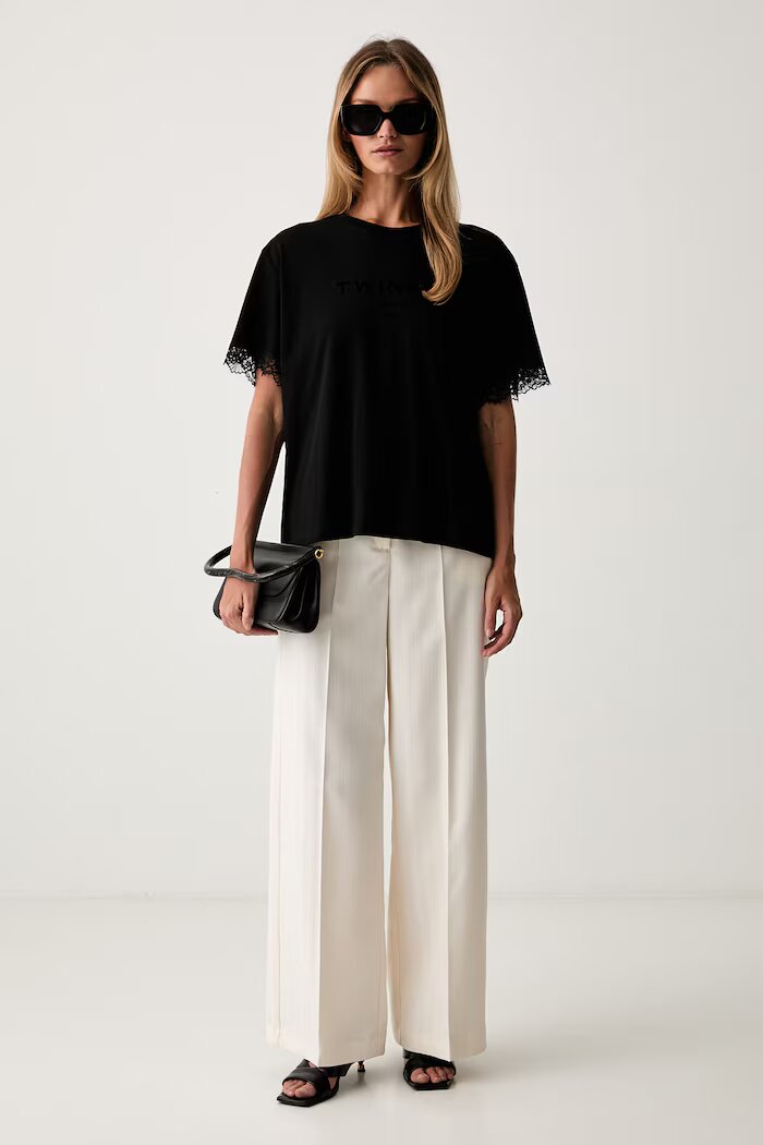 Twinset тениска от памук черна 262TP2304