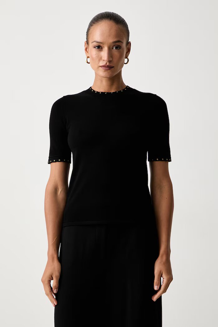 Twinset тениска тип пуловер дамска с вискоза черна 262TP3097