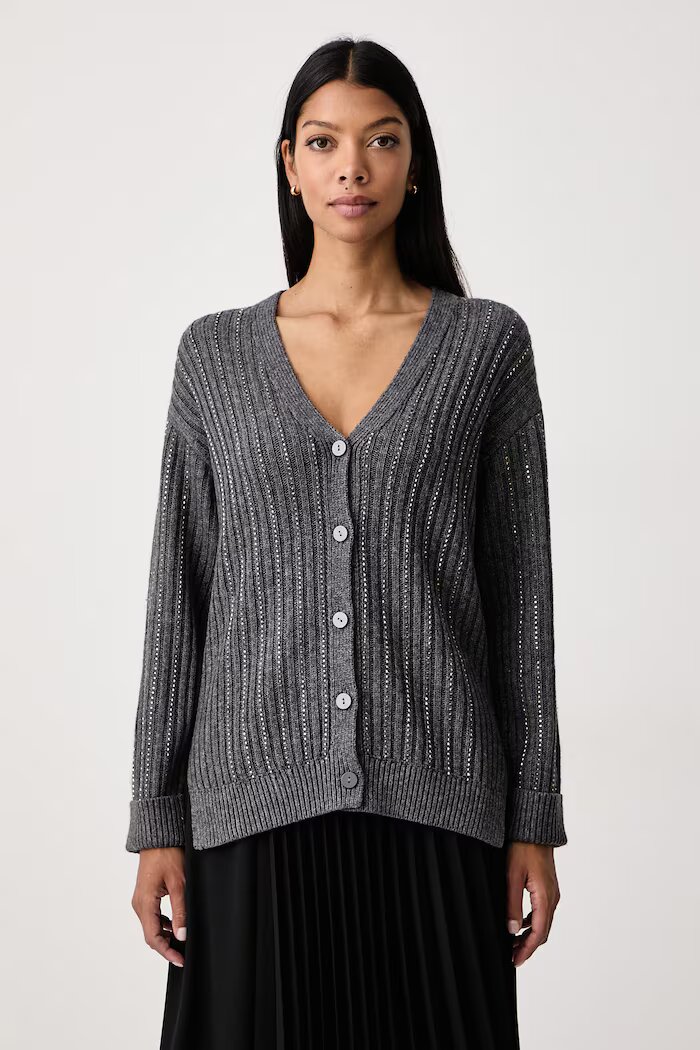 Twinset жилетка дамска с добавена вълна сива 262TT3153