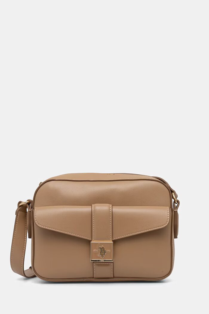 U.S. Polo Assn. чанта crossbody дамска от имитация на кожа MARGARET бежова BEUMF9046WVP