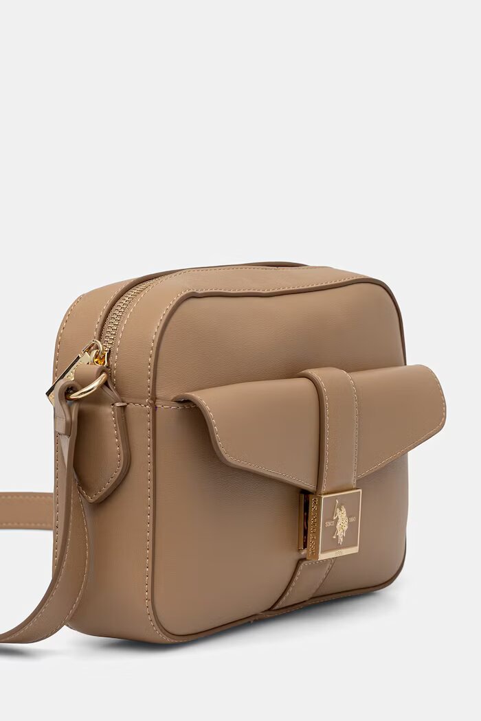 U.S. Polo Assn. чанта crossbody дамска от имитация на кожа MARGARET бежова BEUMF9046WVP