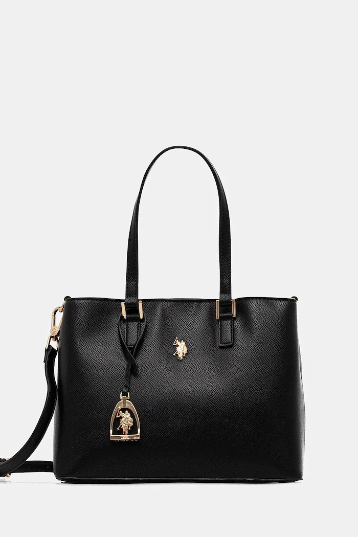 U.S. Polo Assn. чанта tote дамска от имитация на кожа Jones черна BEUJE8662WVP