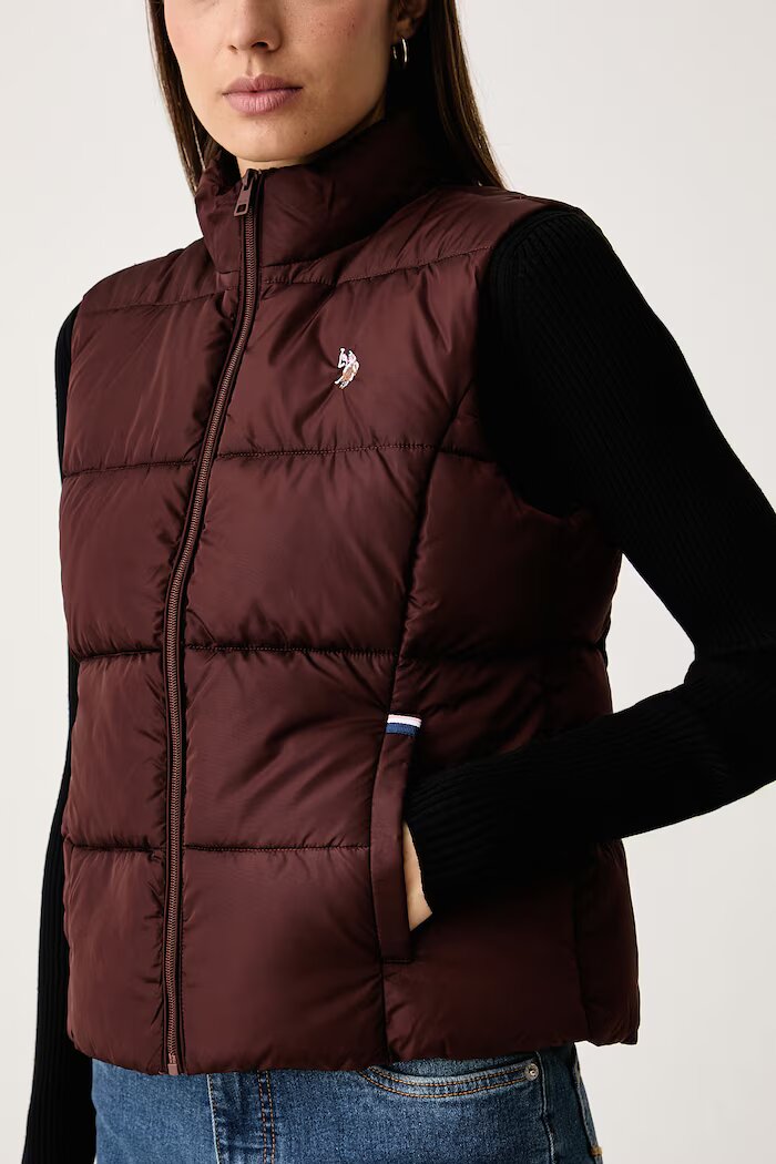 U.S. Polo Assn. елек дамски LIGHTWEIGHT PUFFER GILET кафяв WUP2095