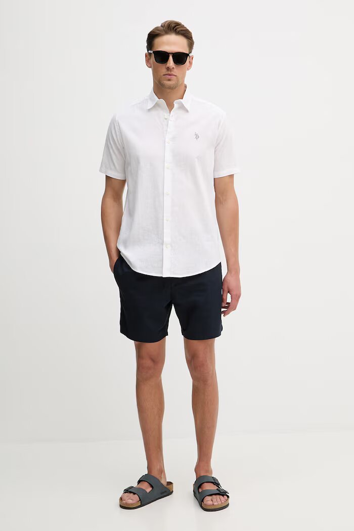 U.S. Polo Assn. Къс панталон с лен LINEN DECK в тъмносиньо MUP3552