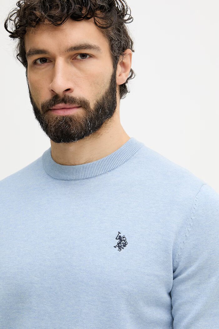 U.S. Polo Assn. пуловер мъжки от памук DHM KNIT син MUP4551