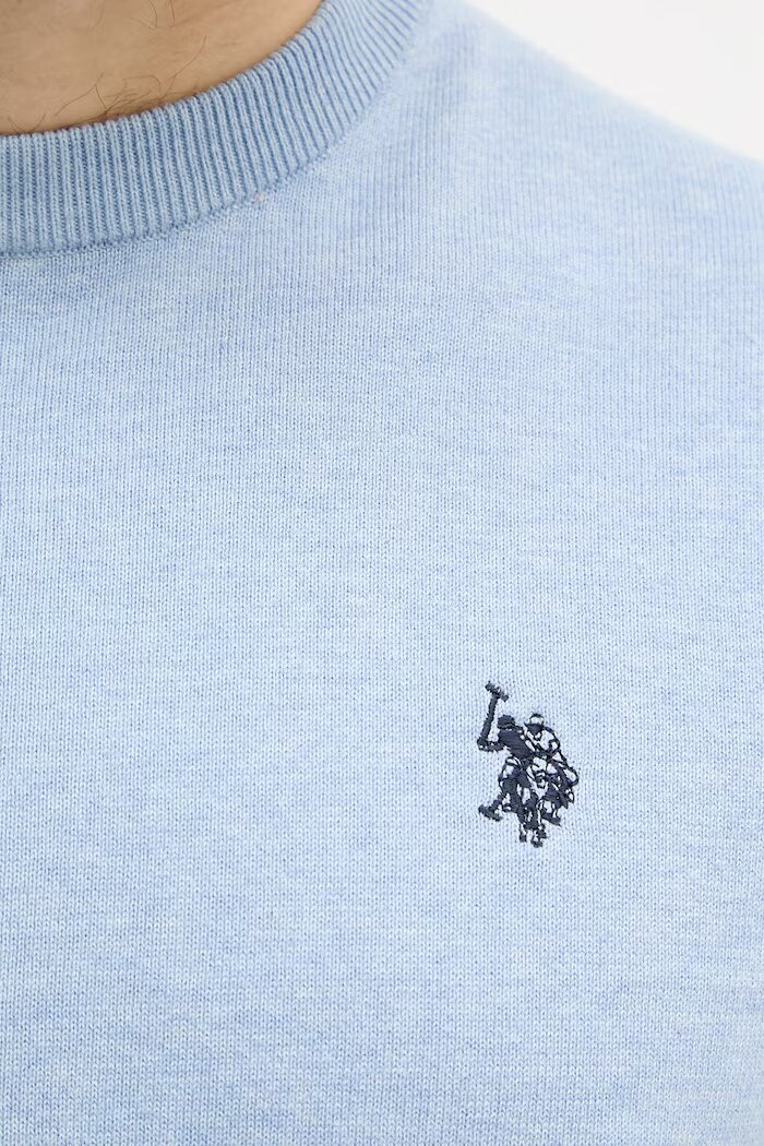 U.S. Polo Assn. пуловер мъжки от памук DHM KNIT син MUP4551
