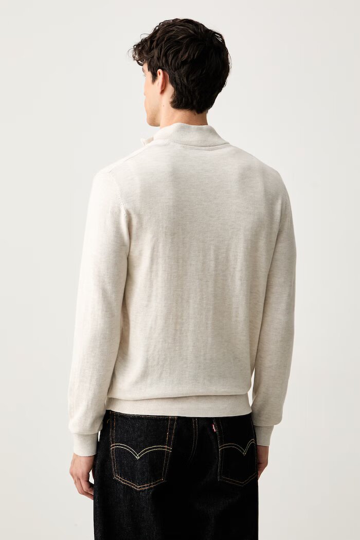 U.S. Polo Assn. пуловер мъжки с памук Rich Funnel 1/4 Zip бежов MUP2963
