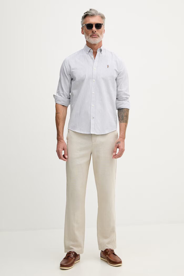 U.S. Polo Assn. риза мъжка от памук Oxford Stripe синя на райе MUP3231
