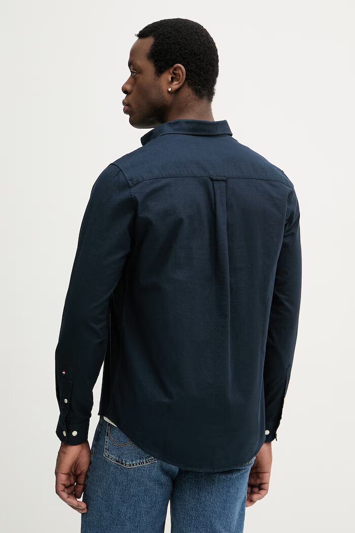 U.S. Polo Assn. риза мъжка от памук PEACHED OXFORD LS тъмносиня MUP3247