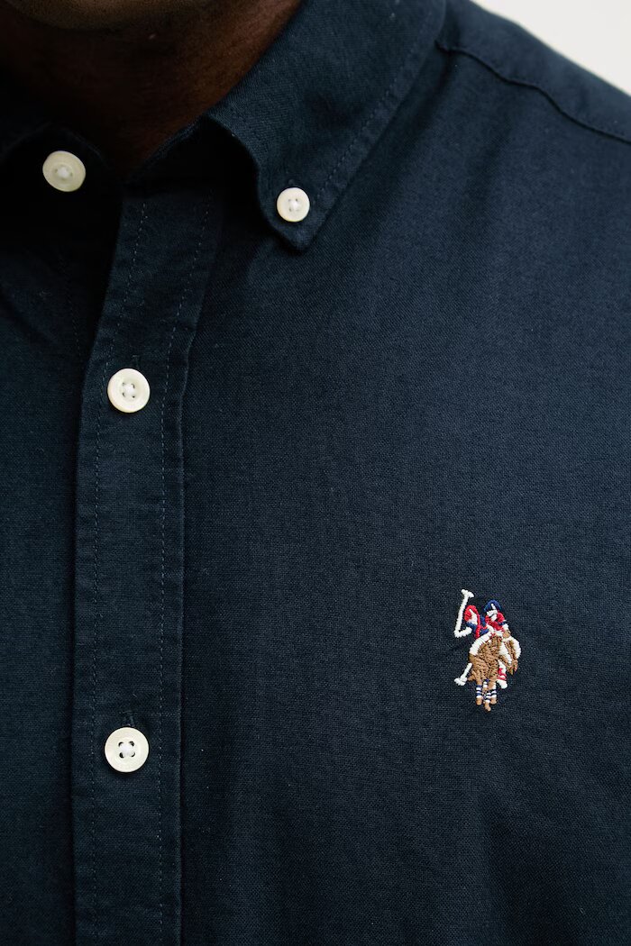 U.S. Polo Assn. риза мъжка от памук PEACHED OXFORD LS тъмносиня MUP3247