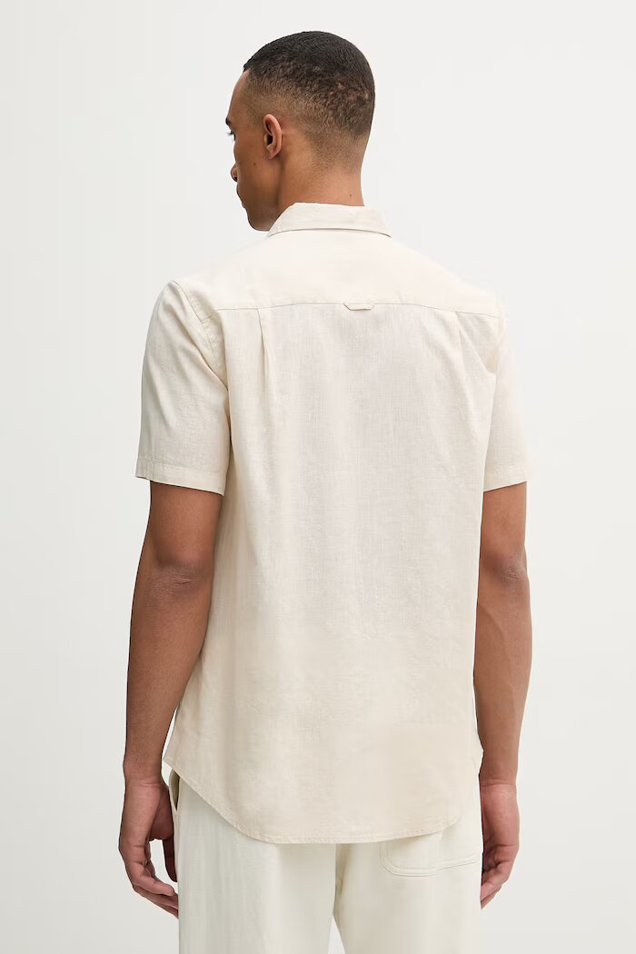 U.S. Polo Assn. сафари риза мъжка с лен LINEN BLEND SS бежова MUP3254-J54