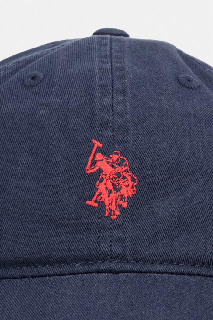 U.S. Polo Assn. шапка с козирка мъжка от памук OUTLINE DHM WASHED CASUAL тъмносиня MUP3426