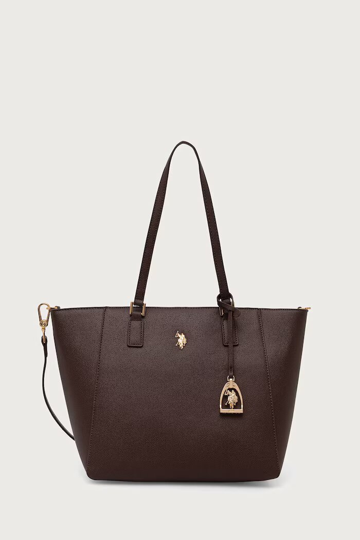 U.S. Polo Assn. шопинг чанта дамска от имитация на кожа Jones кафява BIUJE8908WVP