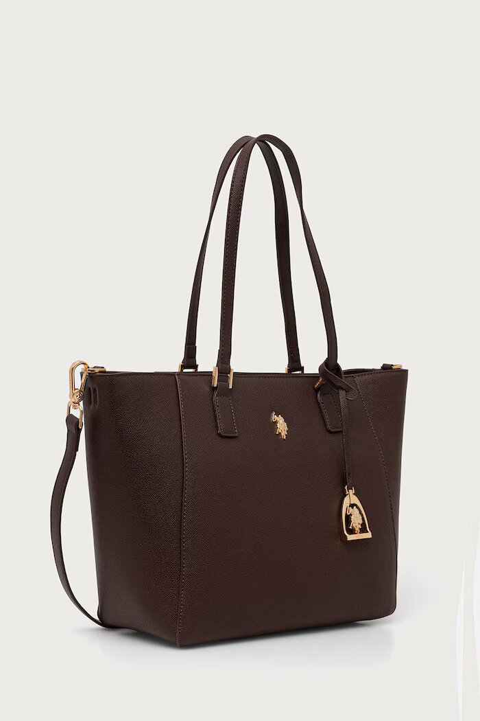 U.S. Polo Assn. шопинг чанта дамска от имитация на кожа Jones кафява BIUJE8908WVP