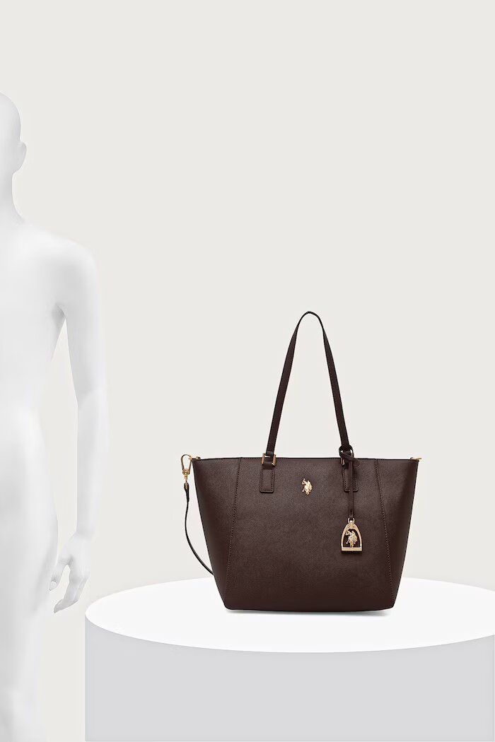 U.S. Polo Assn. шопинг чанта дамска от имитация на кожа Jones кафява BIUJE8908WVP