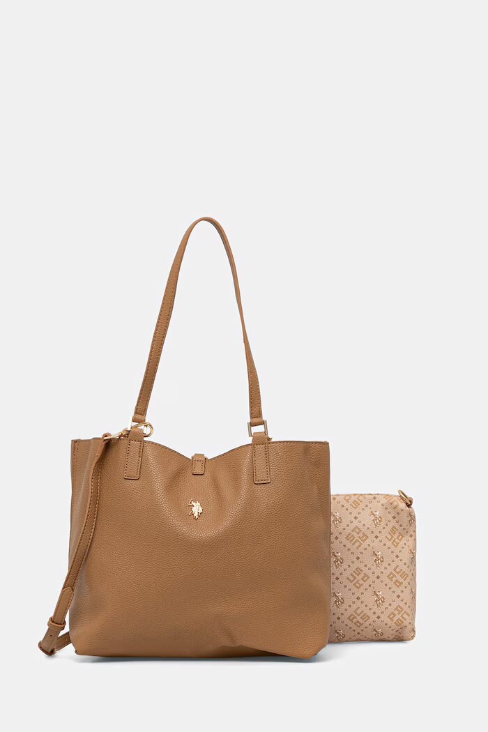 U.S. Polo Assn. шопинг чанта дамска от имитация на кожа Malibu кафява BEUM08707WVP