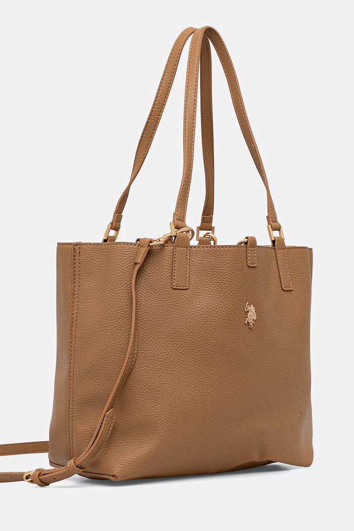 U.S. Polo Assn. шопинг чанта дамска от имитация на кожа Malibu кафява BEUM08707WVP