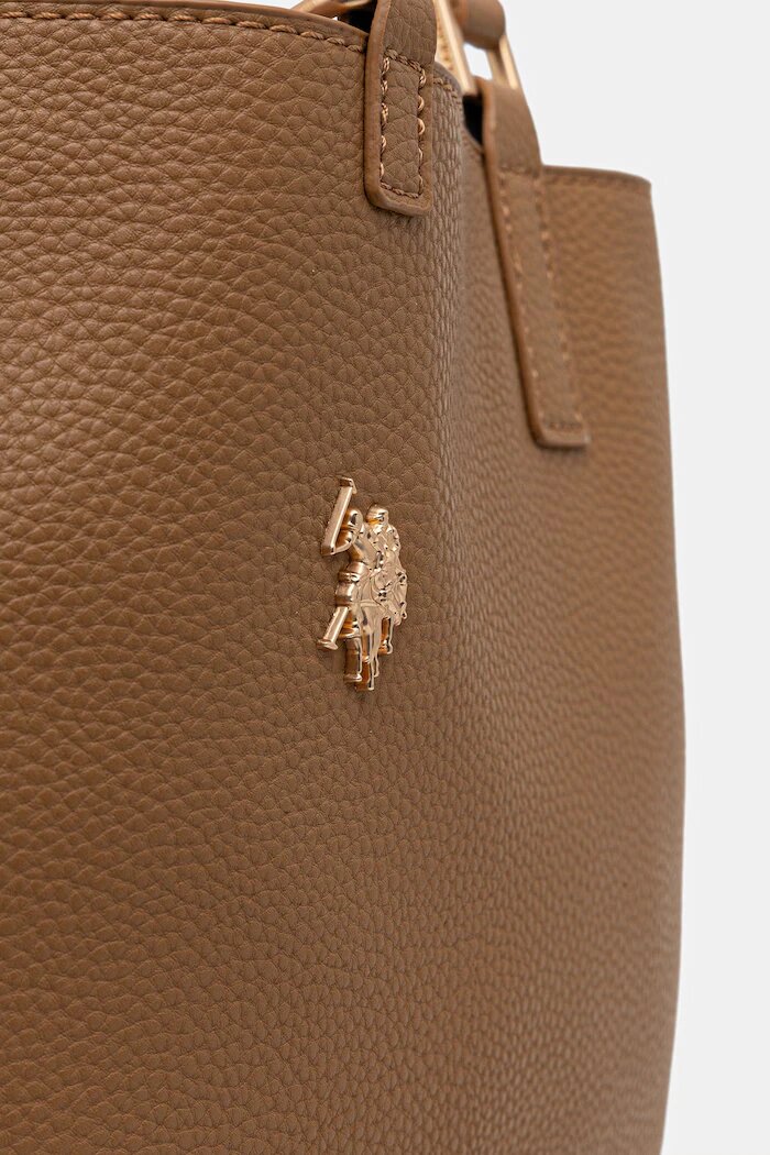 U.S. Polo Assn. шопинг чанта дамска от имитация на кожа Malibu кафява BEUM08707WVP